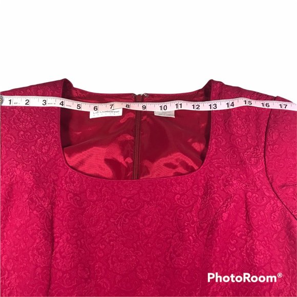 Liz Claiborne Women's Red Silk Short Sleeve Size 10 Dress Preowned - Picture 7 of 12